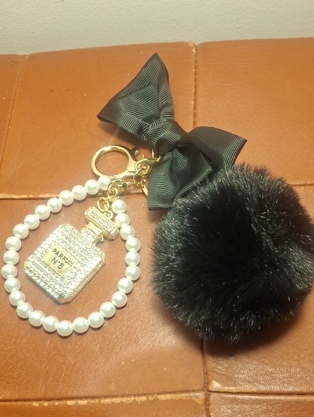 Black Faux Fur Pom Pom Keychain/Purse Charm